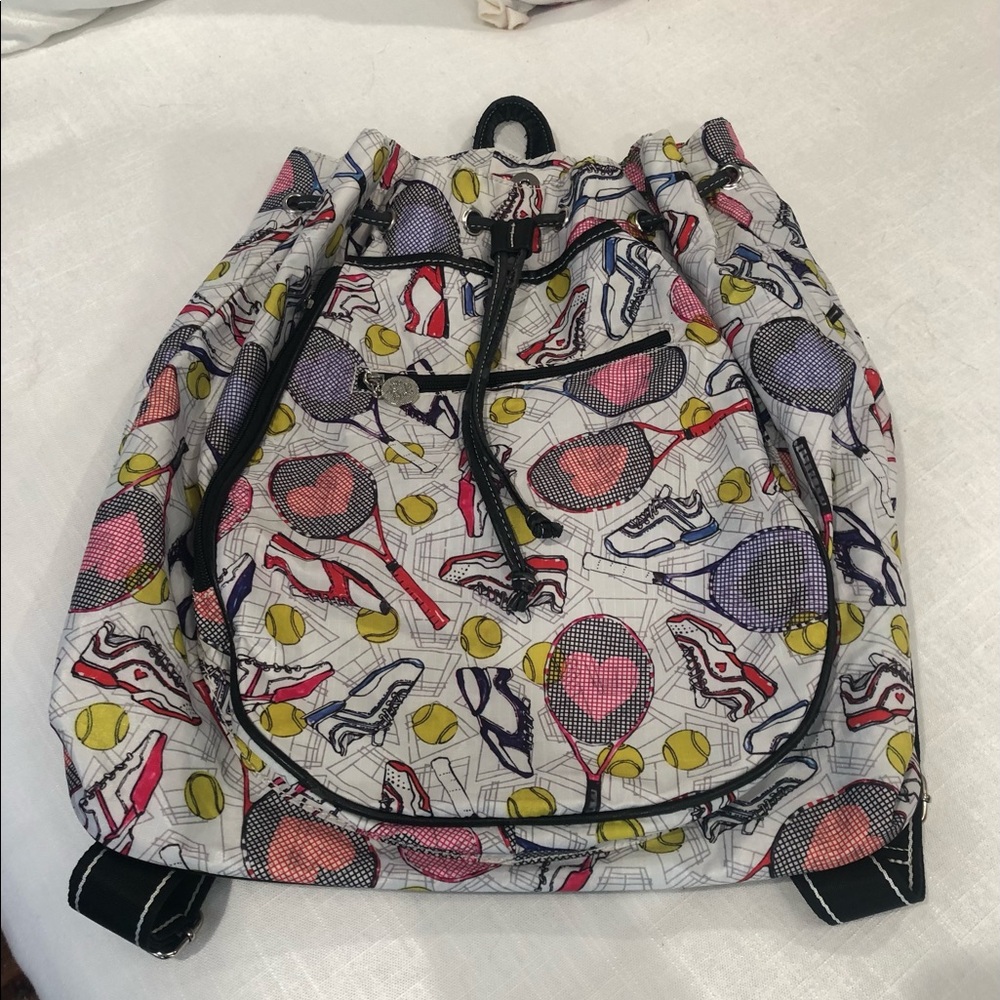 Very cute backpack tennis bag.